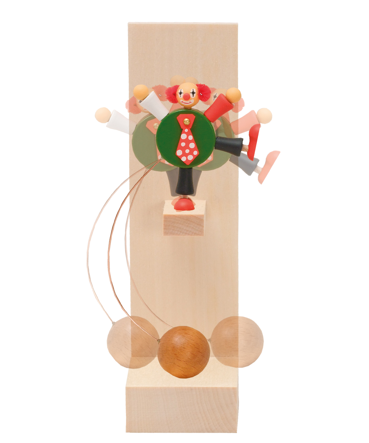 Clown-Akrobat mit Rolle auf Brett