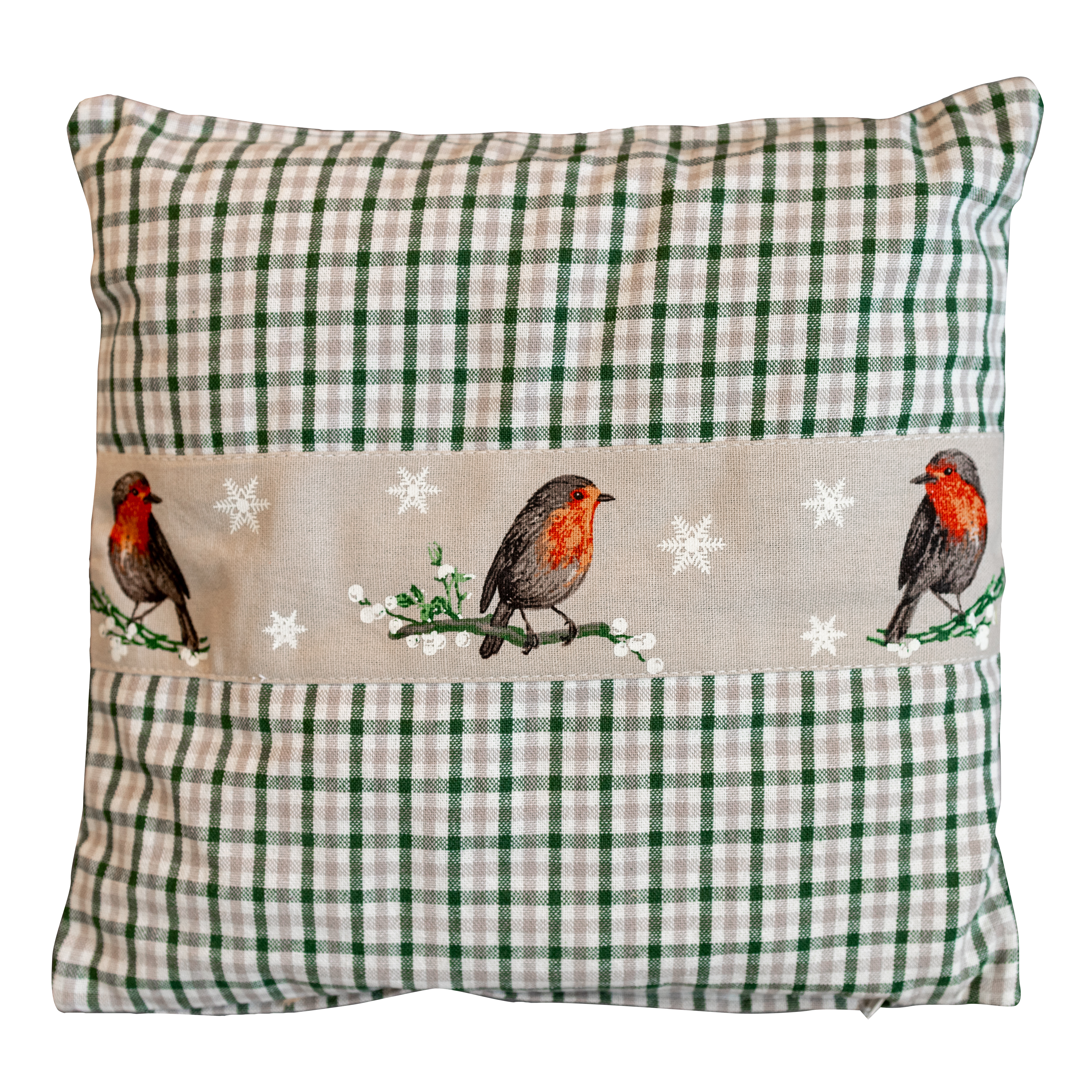 Zirbenkissen mit Vogelmotiv